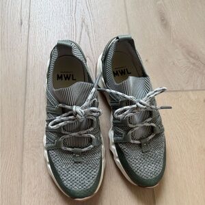 Madewell MWL Sage Green Knit Lace-Up Sneakers